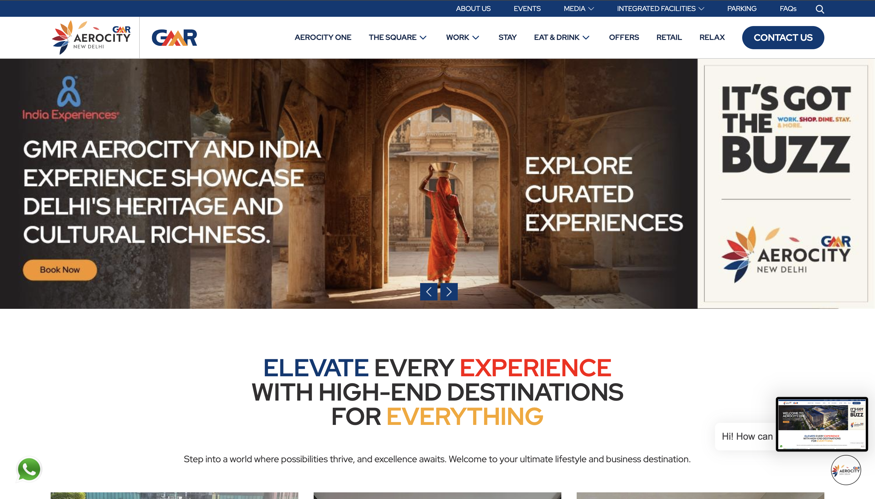 GMR Aerocity website homepage
