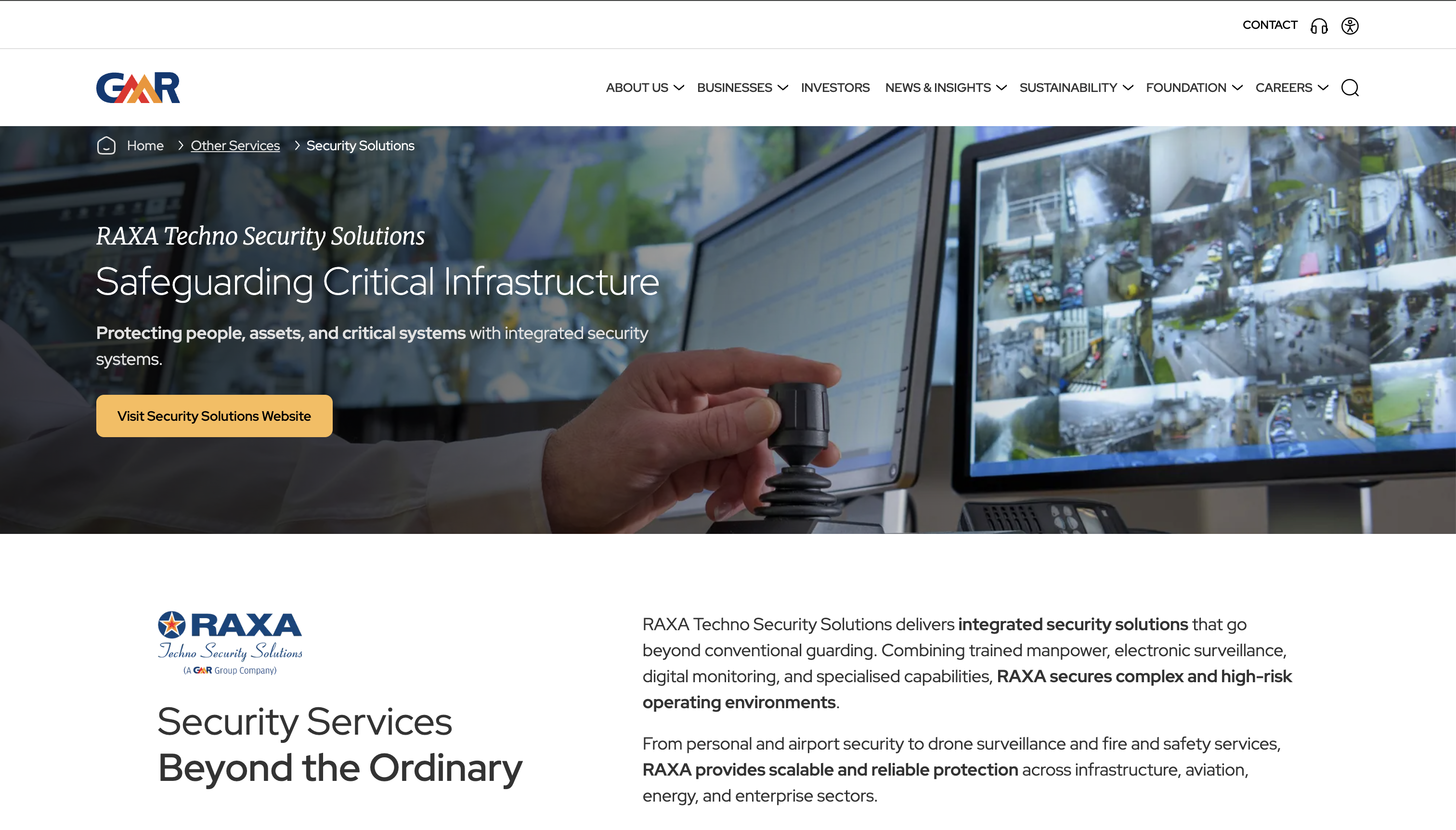 GMR Raxa Tech website homepage
